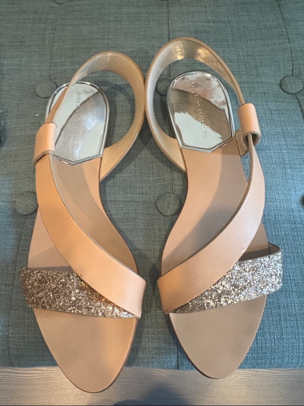 Women's Glitter Strap Tan Sandals - Zara